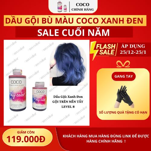 Dầu Gội Giữ Màu COCO Màu XANH ĐEN dành cho nền tẩy lv8 giúp bảo vệ màu tóc hoặc đổi màu tóc