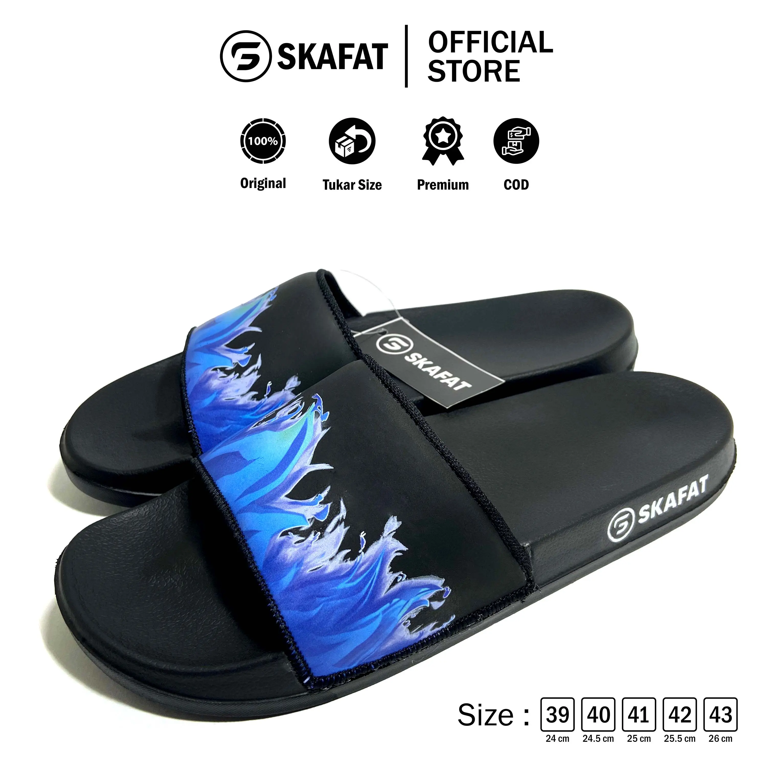 SKAFAT PROMO Sendal Selop Distro Pria Wanita Skinruma Motif API / Sendal Slide / Sendal Slip On / Sendal Slop