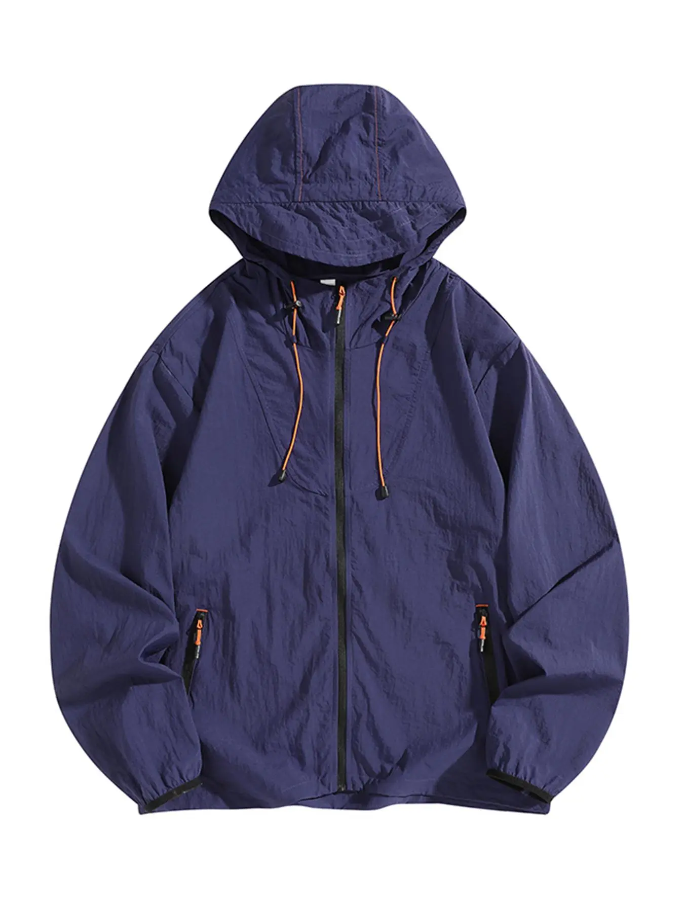 Men's Solid Color Hooded Jacket, Regular Fit Casual Windproof Breathable Long Sleeve Zip Up Jacket for Summer, Fashion Men's Outerwear for Daily Wear, Coats