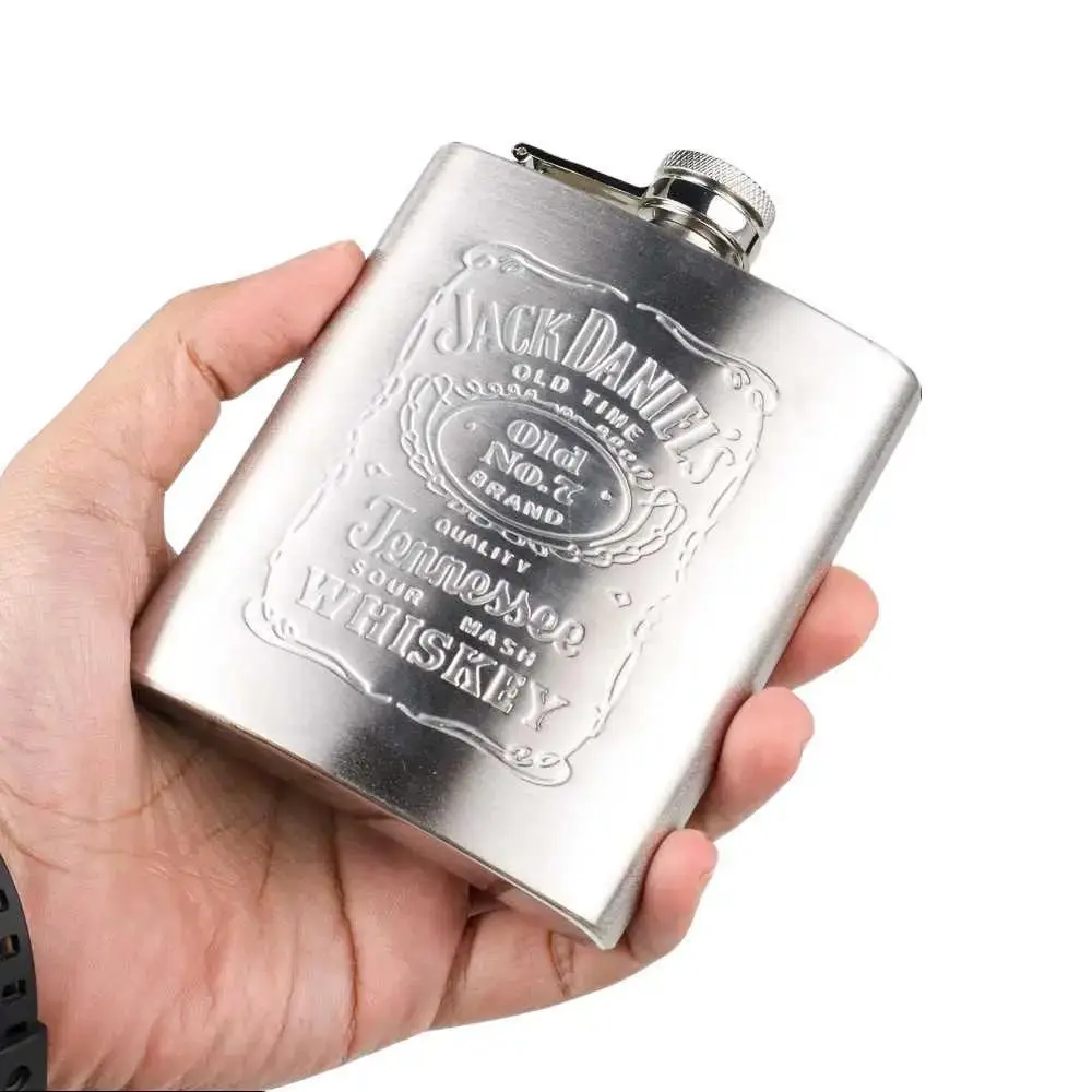 Hip Flask Botol Minum Classic Liquor Stainless Steel 7oz Desain Retro Anti Karat 207 ml untuk Penggemar Vintage Material Berkualitas Tinggi