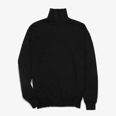 HIGHTY Knitted Turtleneck Hitam Sweater Rajut Pria Leher Tinggi Kualitas Premium
