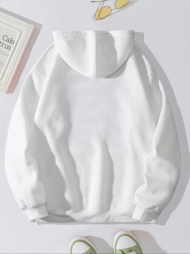 Product Introduction of Women's Letter & Bear Print Hoodie, Casual Long Sleeve Hooded Sweatshirt for Fall & Winter, Women's Clothes for Daily Wear 2