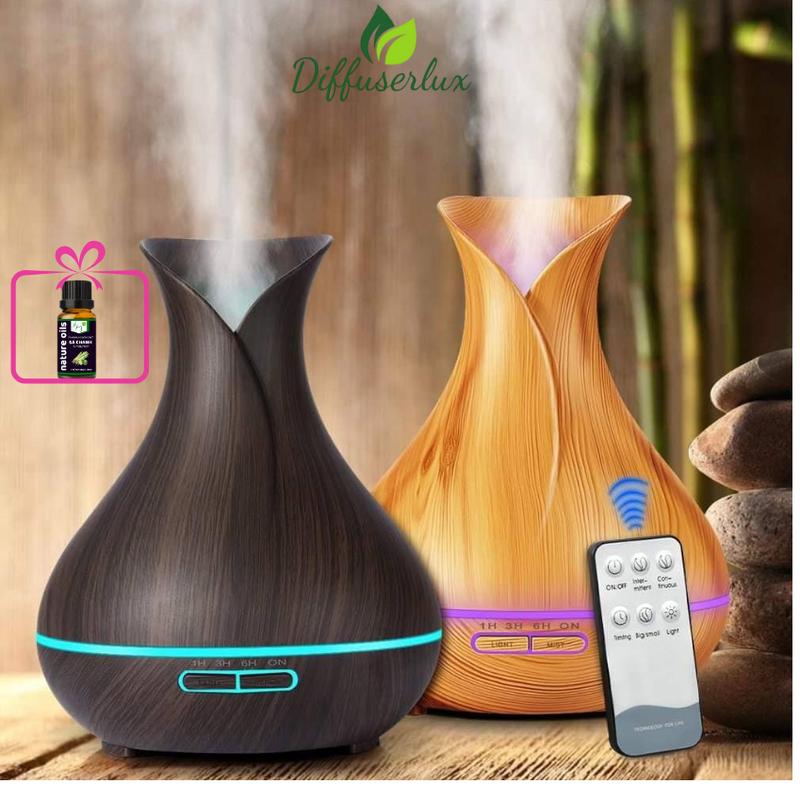 Máy xông tinh dầu tuylip 550ml khuếch tán tinh dầu siêu âm kèm điều khiển - DIFFUSER LUX Tạo Độ Ẩm Phun Sương Phun Tinh Dầu Máy Khuếch Tán Tinh Dầu