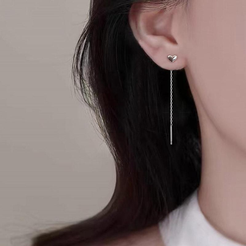 Product Introduction of 1Pair Heart Earrings Ins Temperament Long Heart-shaped Earrings Tassel K8Y8 40