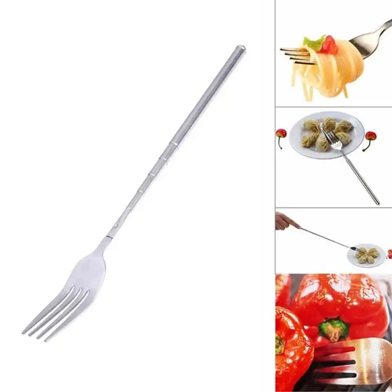 Nĩa Nướng Thịt Bằng Thép Không Gỉ, Thiết Kế Có Thể Gấp Gọn Sáng Tạo, Bộ Đồ Ăn 2