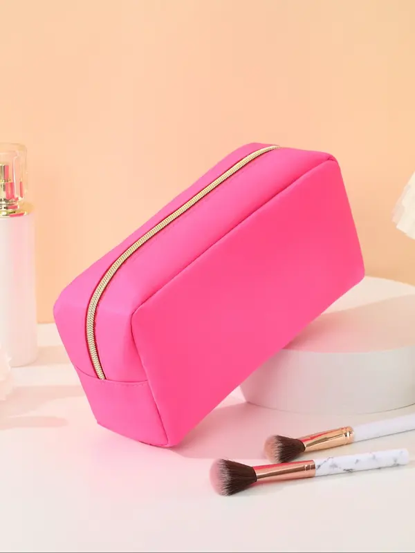 Simple Solid Color Makeup Bag, Portable Large Capacity Cosmetic Storage Bag, Zipper Makeup Organizer Pouch, Versatile Storage Bag for Travel, Gym 3