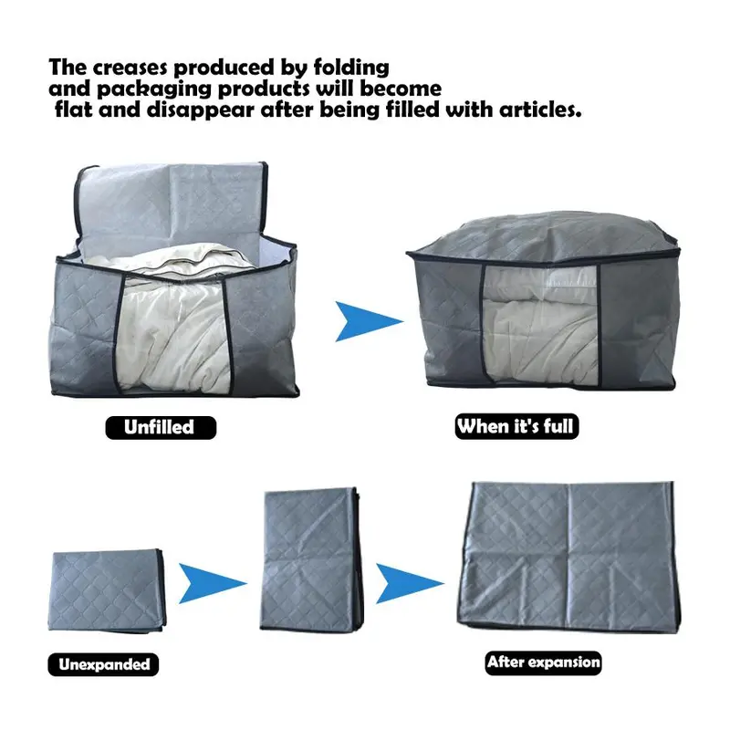 Large Capacity Clothes Storage Bag, Foldable Storage Organizer with Handle & Zipper, Summer Gift, Home Containers for Bedding, Blankets, Comforters, Storage for Bedroom, House Accessories, Mens Gifts, Valentine's Day Gift, Travel Accessories 7