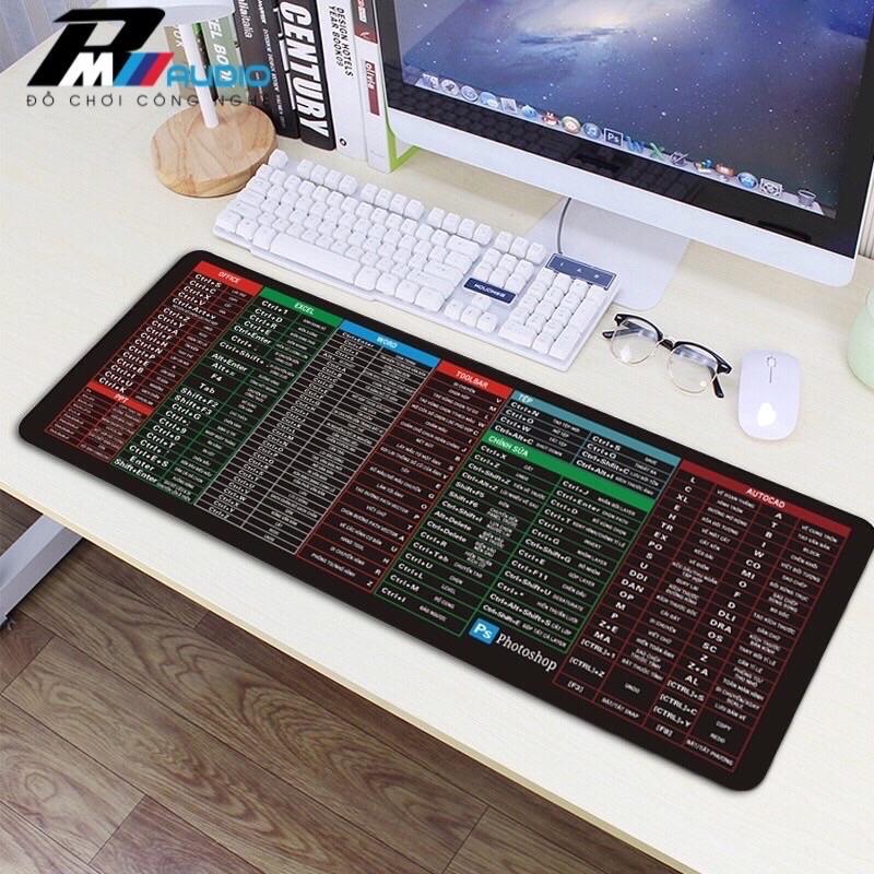 Bàn Di Pad Lót Chuột 30 x 70cm Hình Công Thức Phím Tắt Phần Mềm Máy Tính Văn Phòng