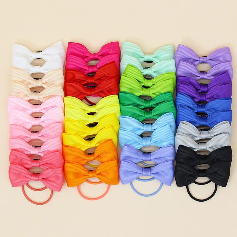 Product Introduction of 40pcs/set Solid Color Bowknot Hair Tie Multicolored Durable Highly Elastic Rubber Band Headwear Hair Accessories for Children #476785 33