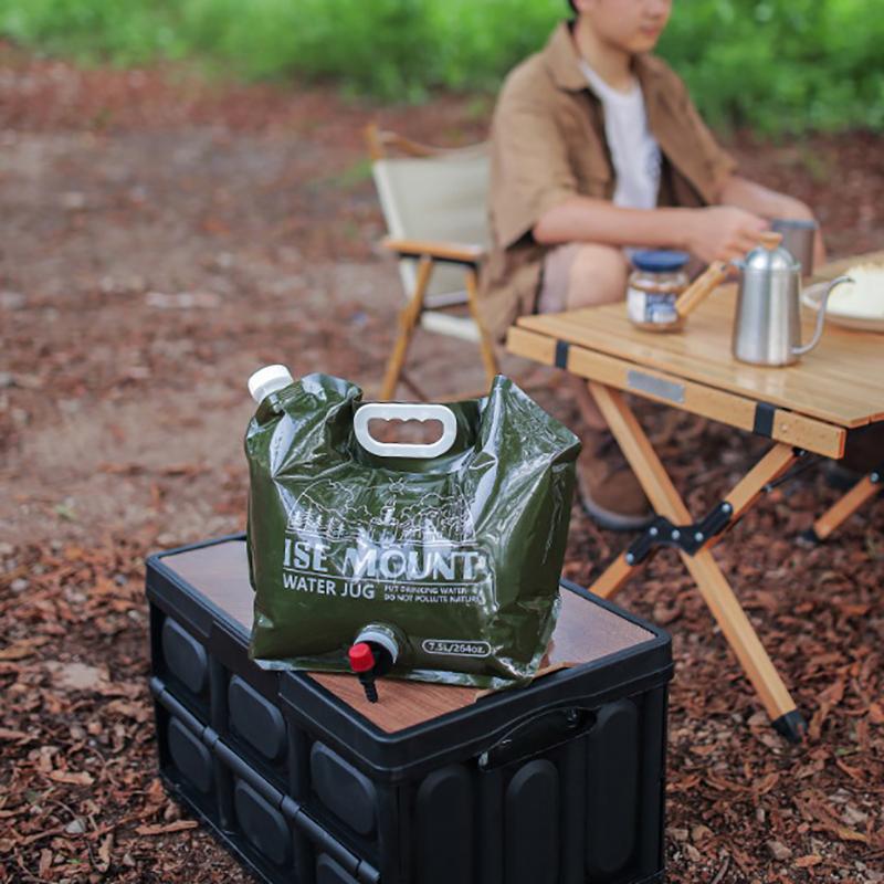 Product Introduction of 2023 New 7.5L Outdoor Folding Water Storage Bag Large Capacity Plastic Bucket With Valve Camping Supplies Portable Water Bag 15