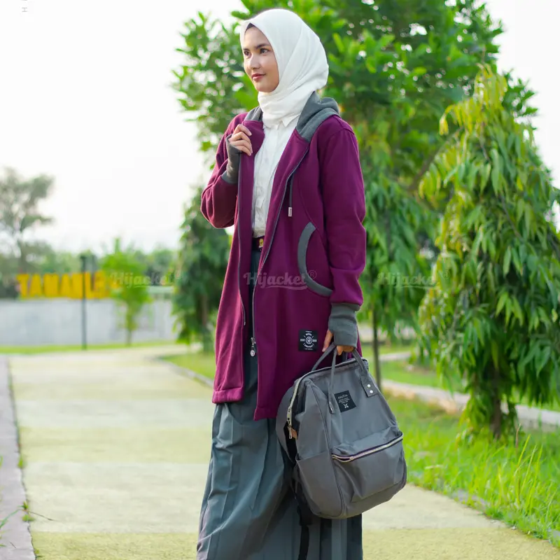 HIJACKET ELEKTRA - Jaket Muslimah Syar'i Panjang - OOTD Hijabers - Jaket Anak Sekolah SMA - Korean Style | Hoodie Muslimah Panjang Basic 1