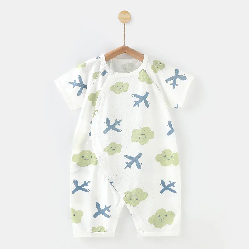 Baby Bamboo Fiber Short Sleeve Bodysuit for Summer
