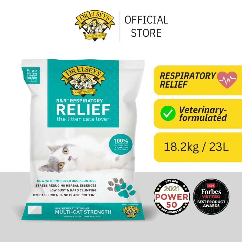 Dr. Elsey's R&R Respiratory Relief Vet Cat Litter | Stress-Reducing Herbal Essences, Hypoallergenic