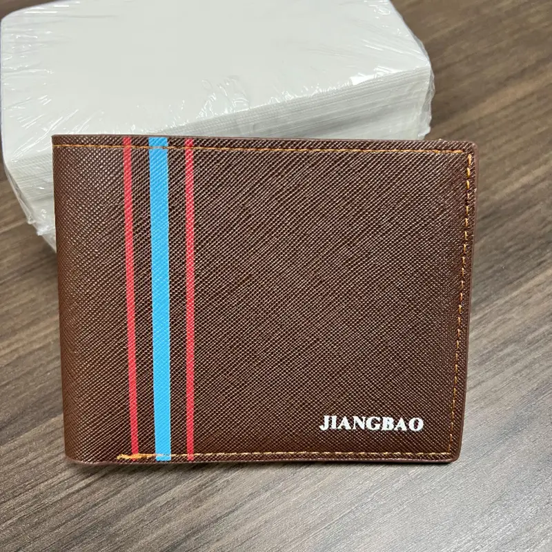 Ví Ngắn Thời Trang Cho Nam, Ví Mỏng, Nhiều Thẻ, Họa Tiết Chữ Thập, Điểm Ngang, Ví Công Sở Da Mềm, Mới 4