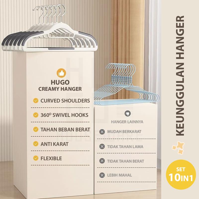 Product Introduction of Gantungan Baju Anti Slip Isi 10 Pcs Hanger Gantungan Baju Dewasa Hanger dengan Karet Tebal 12
