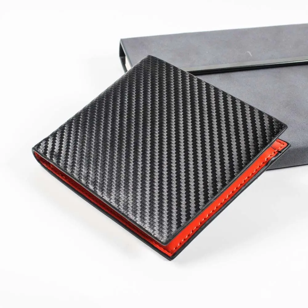 Retro Multifunctional Horizontal Wallet Business Card Case Money clips Ticket Holder Bank Card Men's Wallet Carbon Fiber Wallets Coin Purse ID Credit Card Holder