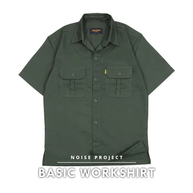 Kemeja workshirt basic polos Nyaman Panjang Pendek Retro Santai Simple Pria 2