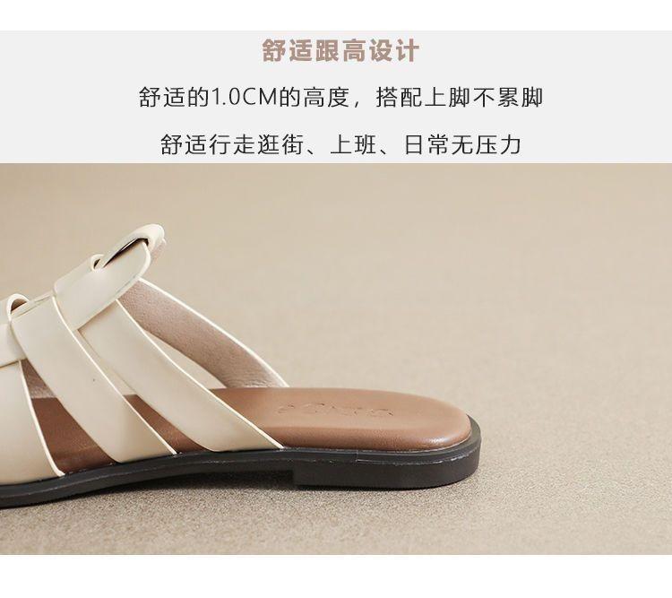 Product Introduction of Trendy Closed-Toe Half Slippers for Women, Outdoor Square-Toe Woven Summer Hot-Selling Flat Non-Slip Sandals, Lazy Roman Slippers 3