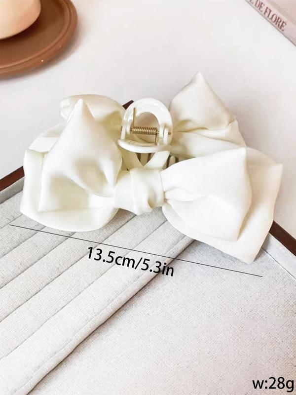 Women's Elegant Bowknot Design Hair Claw Clip, White Claw Clip, Minimalist Elegant Plain Easy Grasping Hair Claw for Daily Use, Fashion All-match Hair Accessories 1