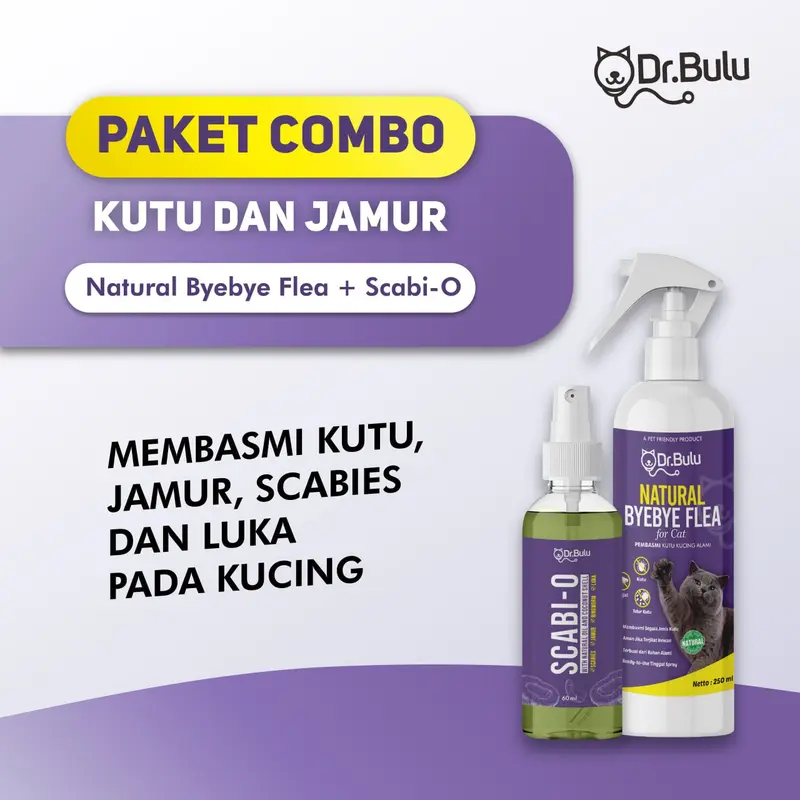 PAKET COMBO JAMUR & KUTU - Membasmi Kutu dan Mengobati Jamur, Luka, Scabies Anabul By Dr. Bulu obat kutu kucing 0