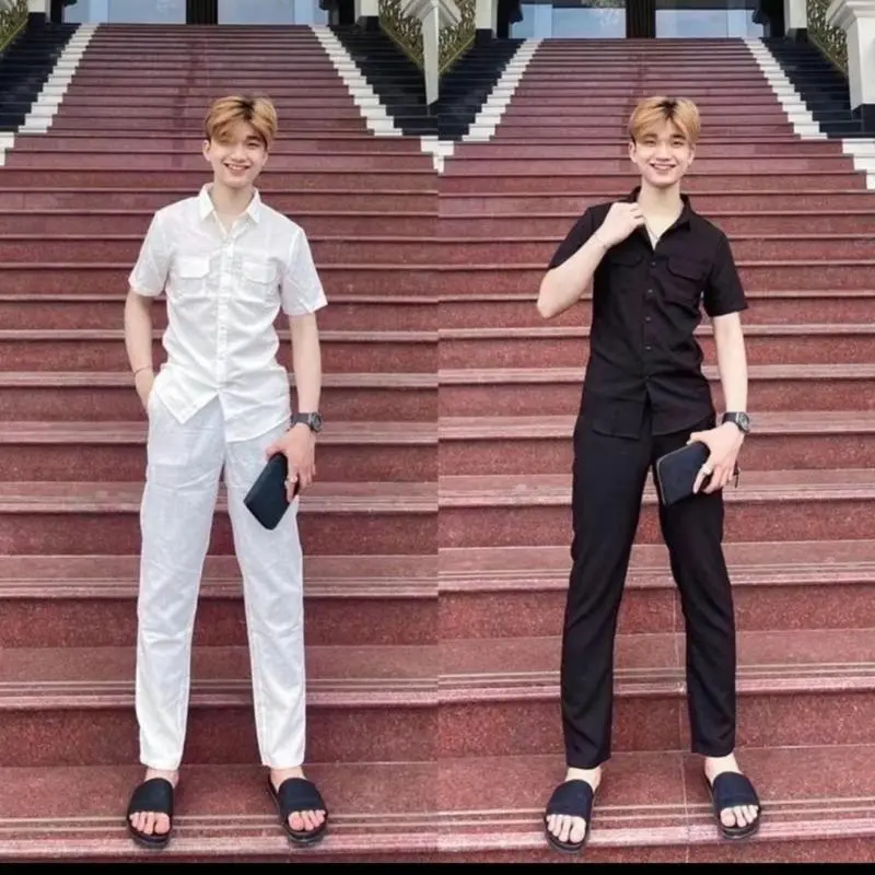 Bộ đũi nam cao cấp chất liệu vải Đũi quần áo thoáng mát dễ chịu Menswear Pants Có Túi