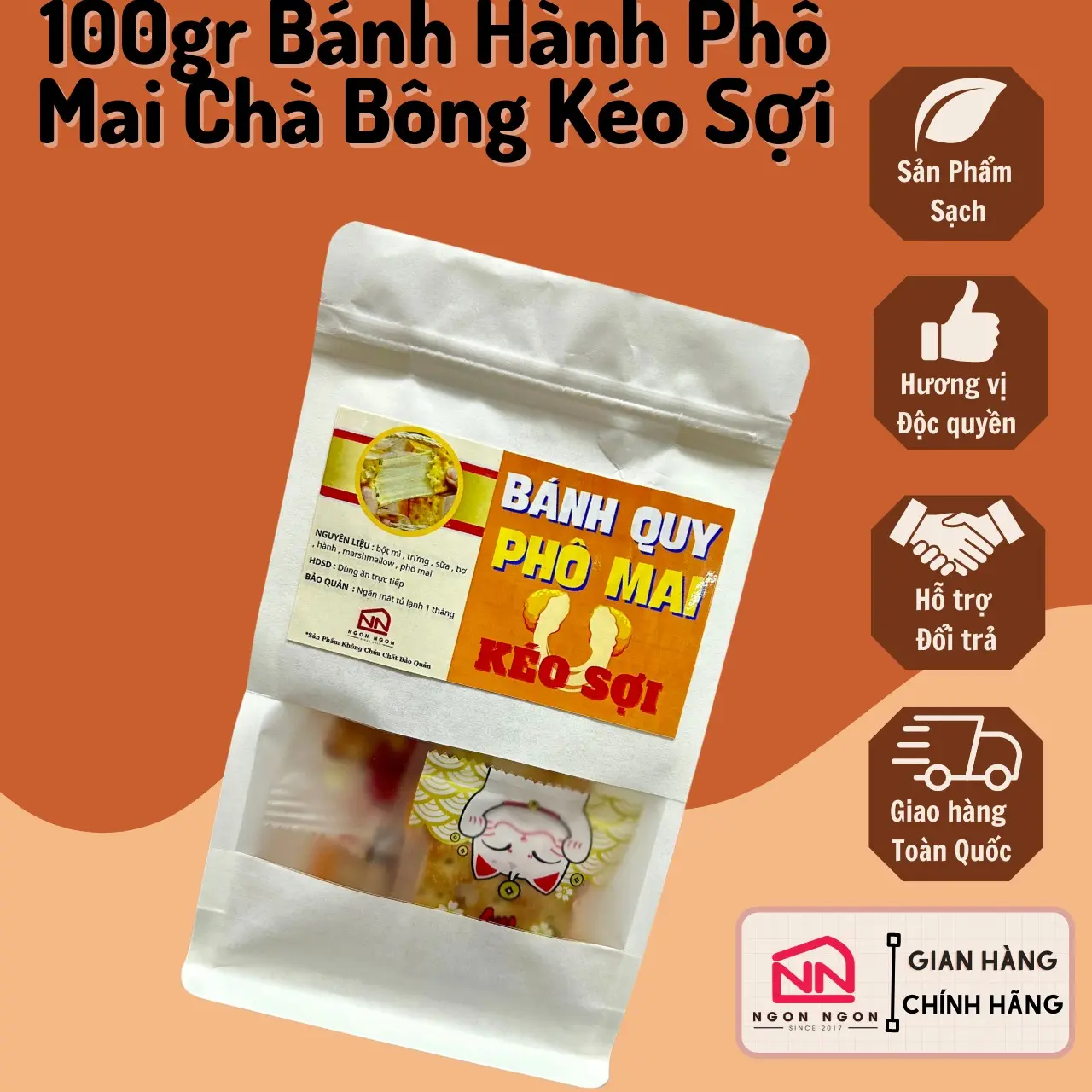 100gr Bánh Hành Phô Mai Chà Bông Kéo Sợi, Đồ Ăn Vặt SNACK Bánh Quy Thức Ăn Food