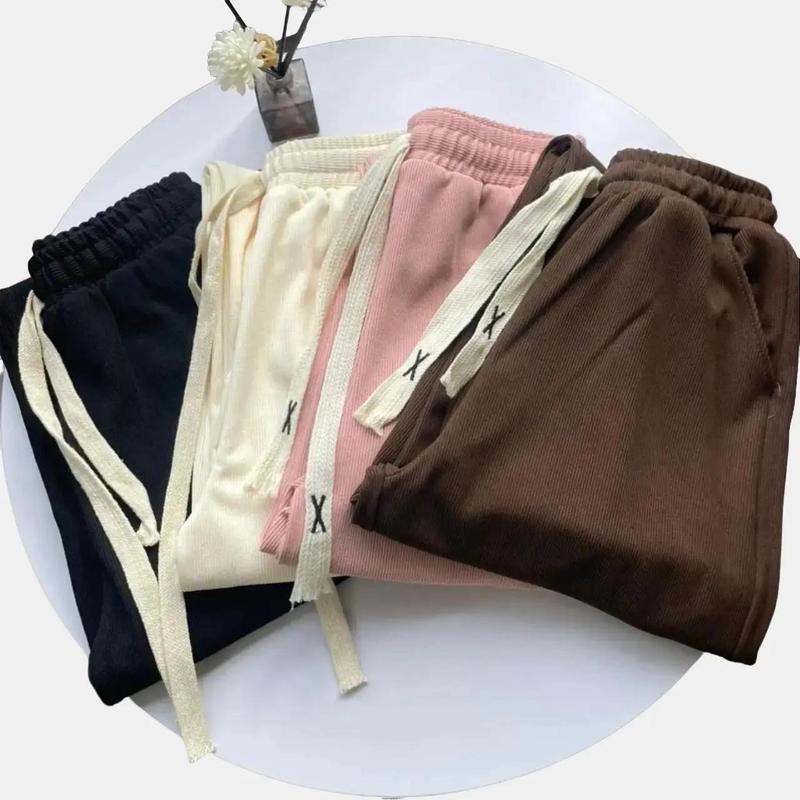 Quần Tăm Gân (Không Lót Lông)Dáng Dài Ong Rộng Chất Liệu Bền Chắc Chun Dây Rút Nữ Women Voi Nhung Màu Kem Đen Nâu( Loại Đầm Tay)