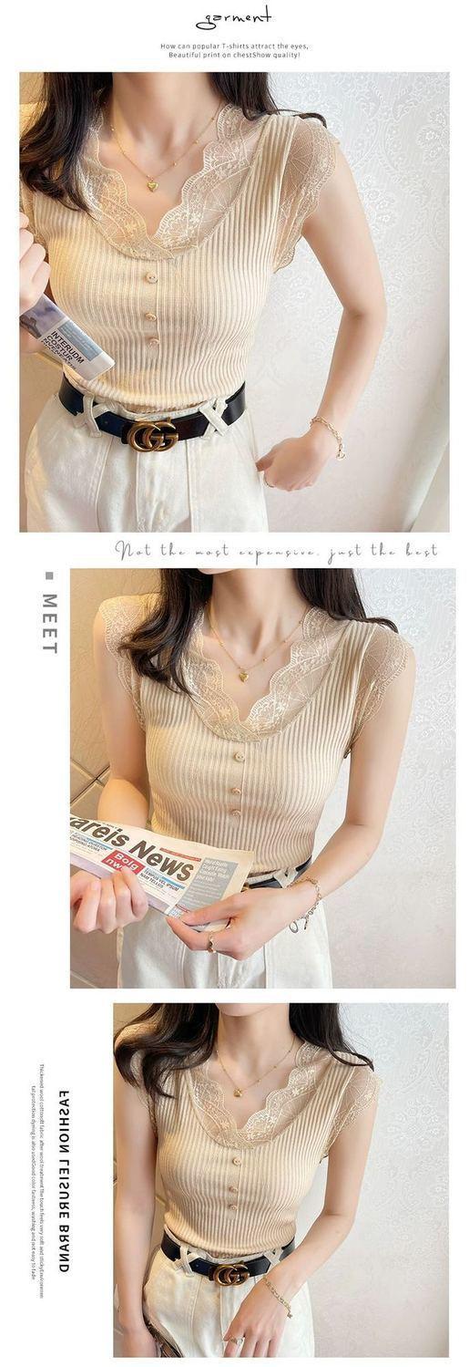 Product Introduction of Lace V-neck Sling Vest Women's New All-Matching Sleeveless Bottoming Shirt 10