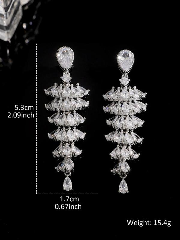 Women's Elegant Artificial Crystal Decor Dangle Earrings, Exquisite Trendy Drop Earrings, Fashionable Jewelry for Women for Daily & Party Decoration 1