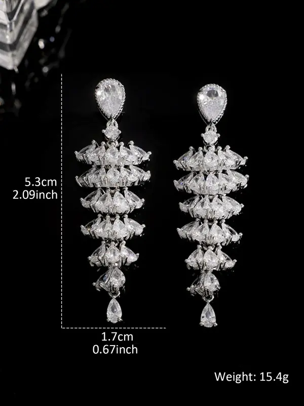 Women's Elegant Artificial Crystal Decor Dangle Earrings, Exquisite Trendy Drop Earrings, Fashionable Jewelry for Women for Daily & Party Decoration 1