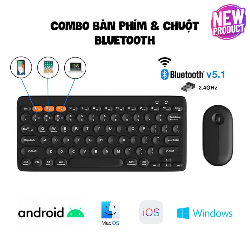 [COMBO] Bàn Phím & Chuột Không Dây Mini KB-201 Wireless 2.4GHz (USB)