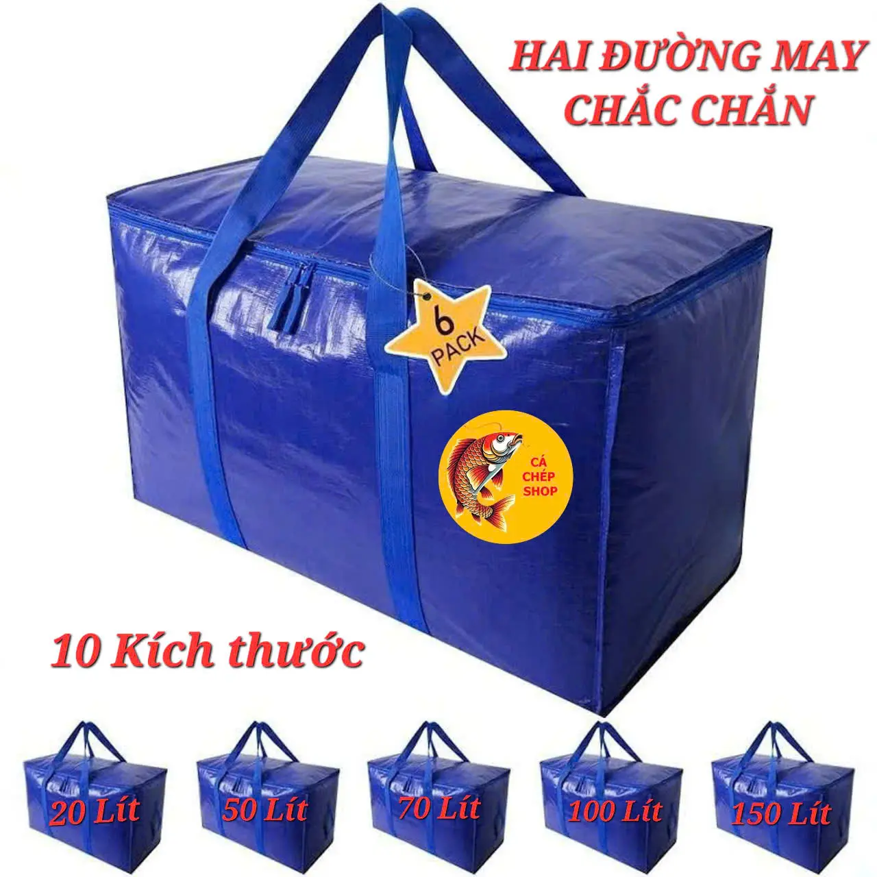 Túi bạt - Túi dứa đựng đồ có dây kéo chịu tải trên 20kg - Nhiều kích thước - Vải bạt dai bền, vận chuyển hàng dễ dàng