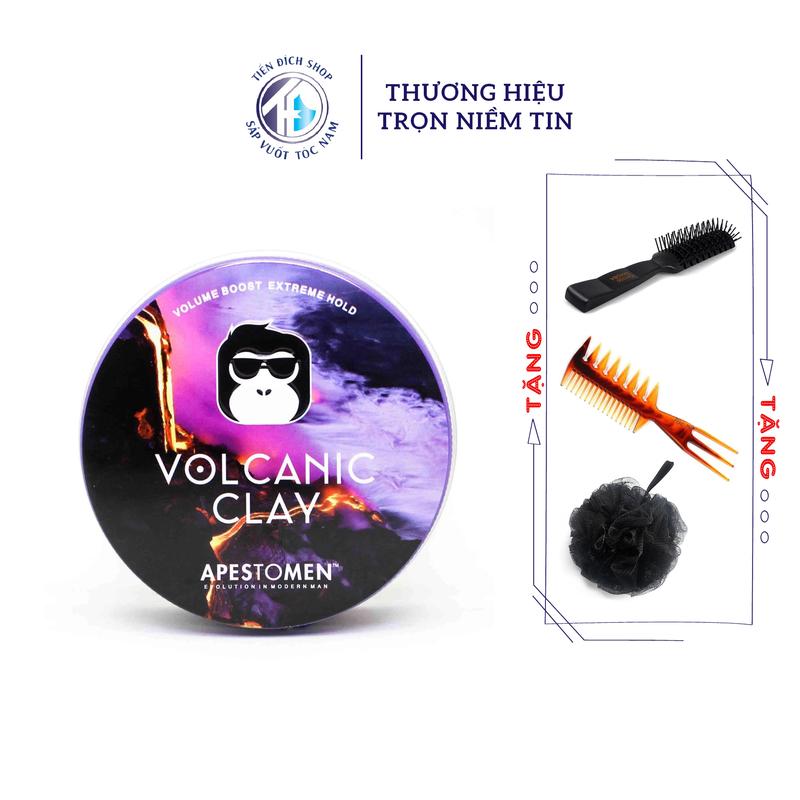 [CHÍNH HÃNG TPHCM] Sáp vuốt tóc Volcanic Clay V5 2022 Nắp Nhôm Chính Hãng Singapore + Tặng lược tạo kiểu Chaoba cao cấp HOẶC Lược Texture HOẶC Bông tắm than tre Chăm Sóc Tóc