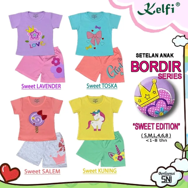 KELFI SETELAN / SET BAJU ANAK CEWEK BORDIR USIA 1- 8 TH "SWEET EDITION" 0