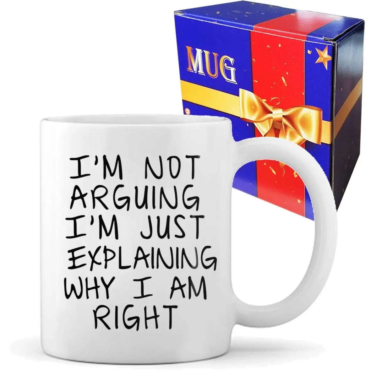Funny Coffee Mug with Gift Box, I'm Not Arguing I'm Just Explaining Why I'm Right Mug, Gag Gift Coffee Mug, Mother's Day Gift for Mom, Birthday Gift, Gift for Him, Gift for Her