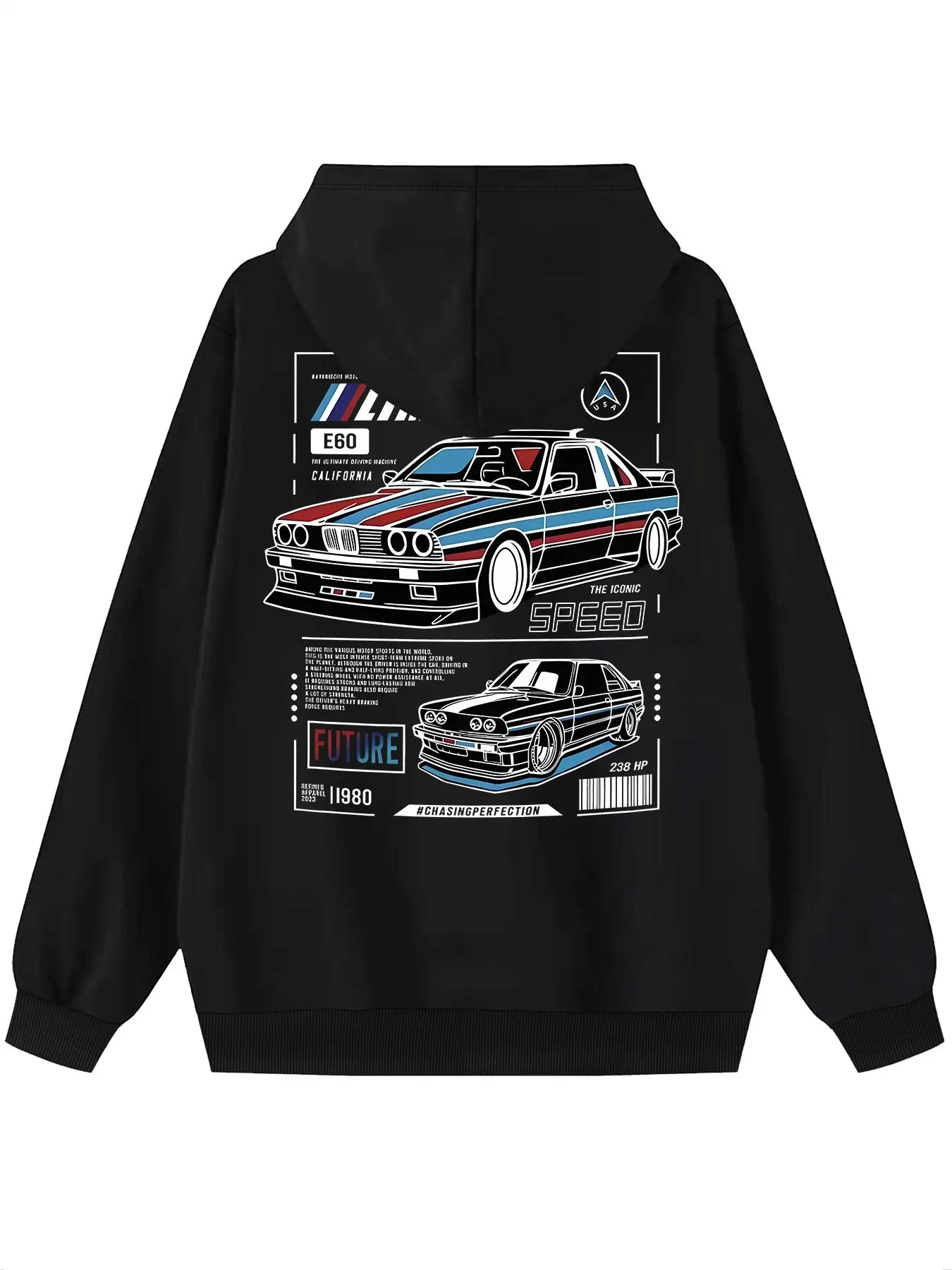 Men's Cartoon Car Print Drop Shoulder Hoodie, Fashion Casual Regular Fit Drawstring Pocket Hooded Sweatshirt for Daily Holiday Outdoor Wear, Men Clothes for Fall & Winter