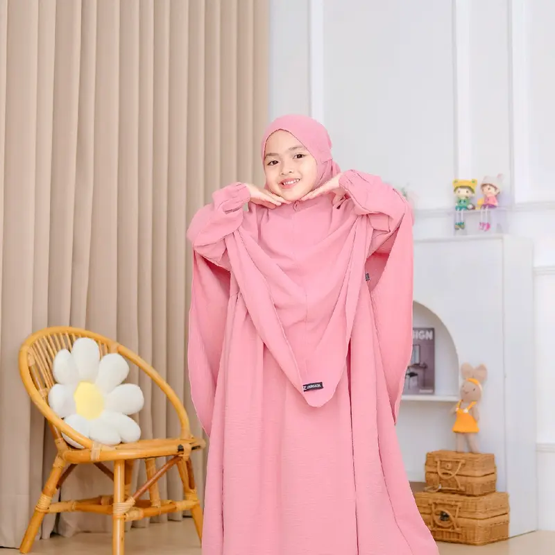 Gamis Sar'i anak perempuan set masa kini dan lucu Khimar 4