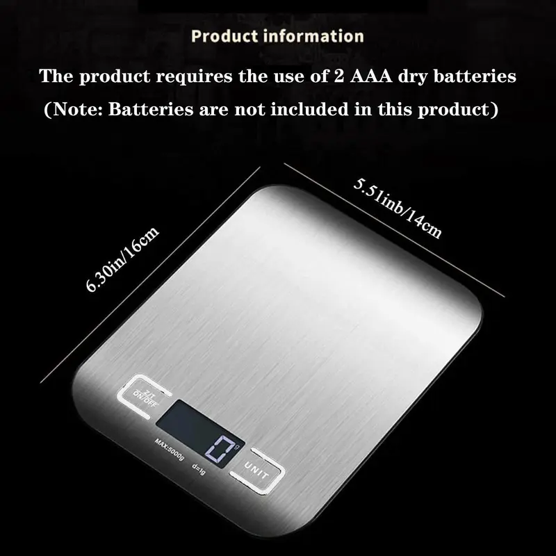 Digital Food Scale, 1 Count Stainless Steel Kitchen Electronic Scale, Baking Food Scale, Precise Weighing Kitchen Measuring Utensils 1