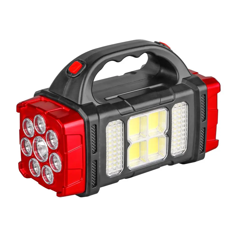 Solar Powered LED Camping Lantern Flashlight, 4 Light Modes Rechargeable Camping Flashlights, Portable Brightest Flash Light with Power Bank Function, Waterproof Lamp for Hiking Travel, Outdoor Equipment