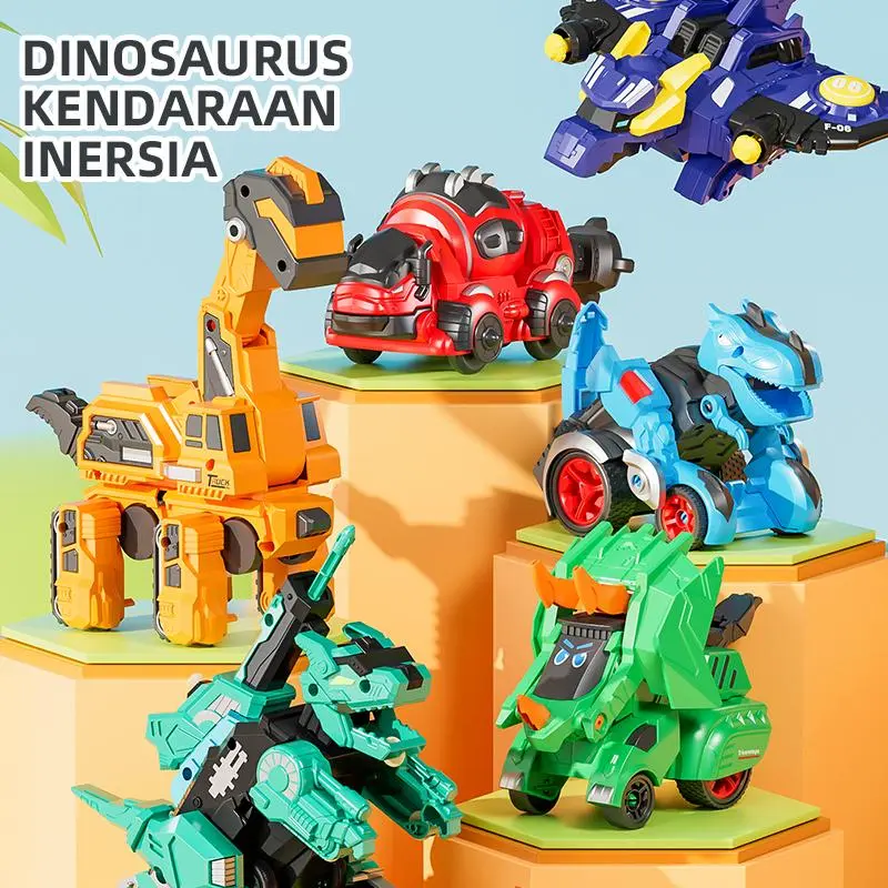 Mainan Mobil Inersia Transformasi Dinosaurus Tyrannosaurus Anak Laki-laki  Berubah Bentuk Meluncur Toy hotwheels in COD