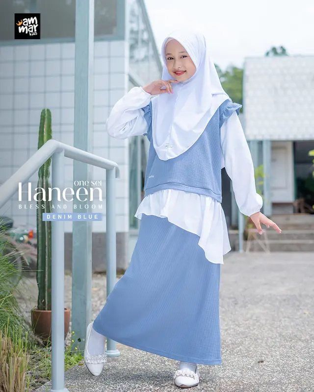 AMMARKIDS Setelan Baju Anak Perempuan Tanggung Terbaru Kekinian One Set Haneen Bless and Bloom Blus dan celana bahan katun nyaman lembut dan tebal 2