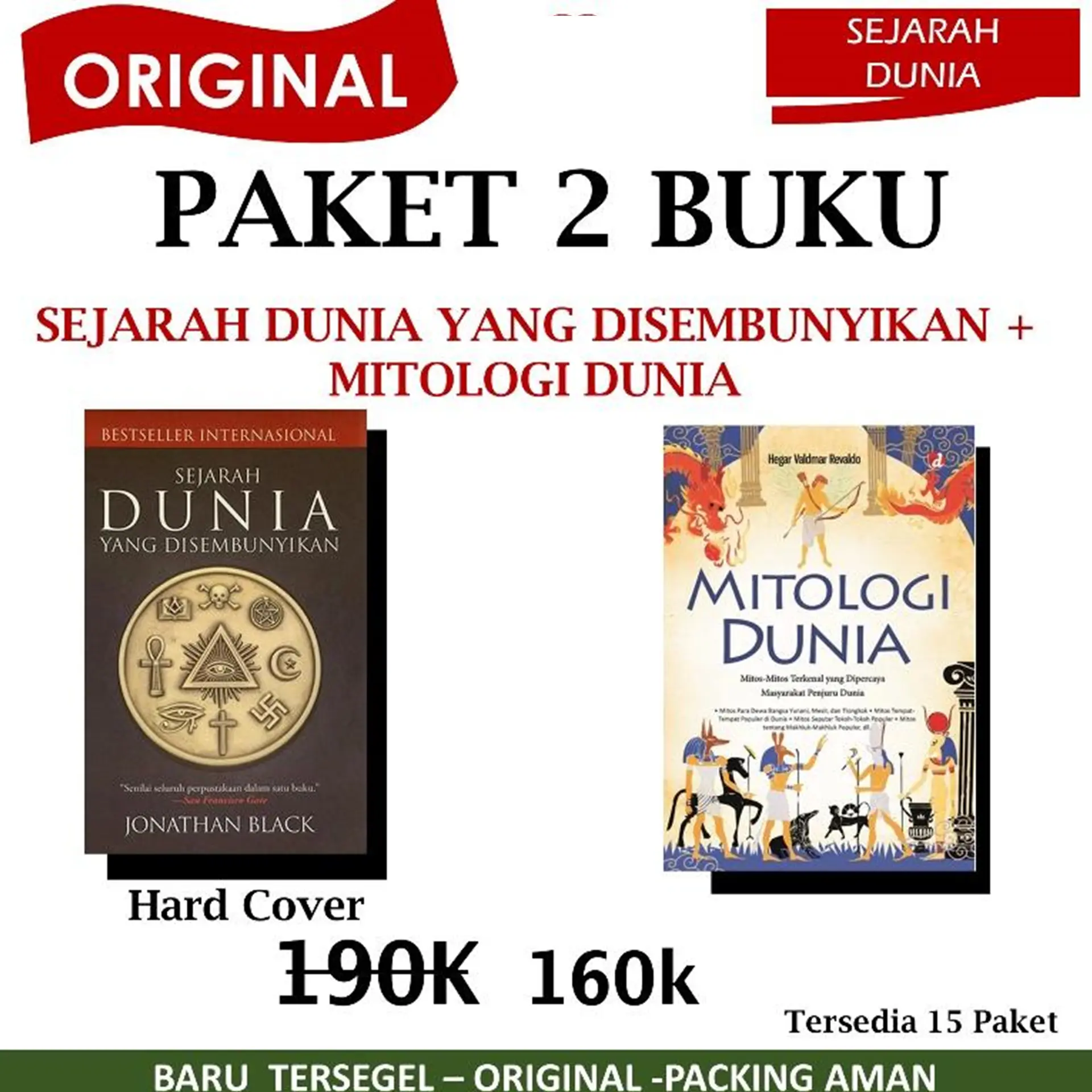 Buku Paket Sejarah Dunia yang Disembunyikan Hard Cover Jonathan Black + Mitologi Dunia Hegar Valdmar Revaldo
