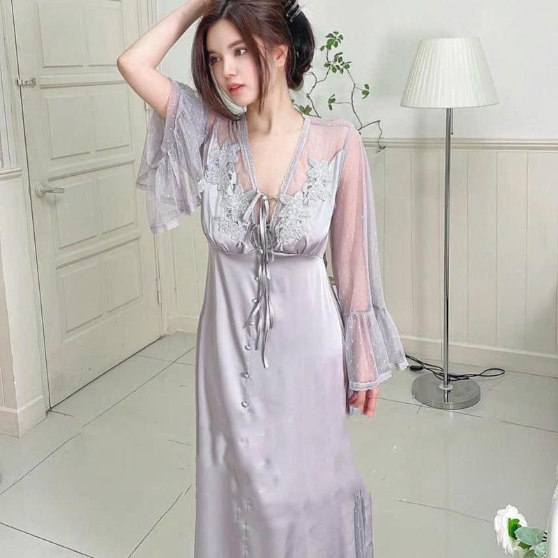 Váy ngủ dáng dài tay xoè tiểu thư 1