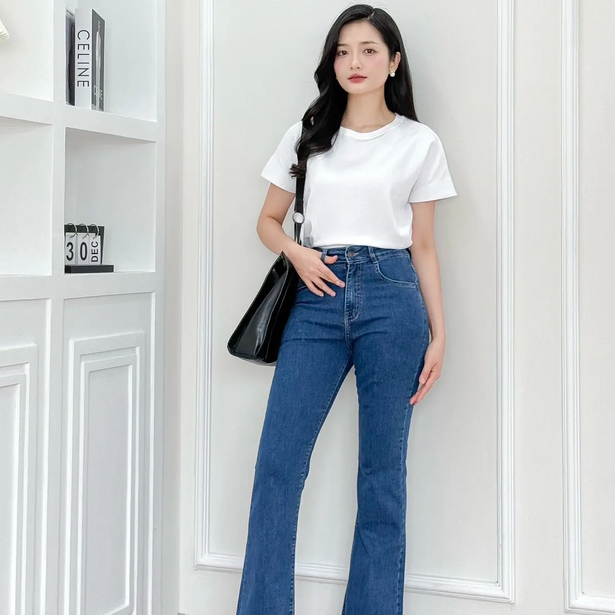 Quần Jean nữ ống vẩy chất co dãn mềm mại Ong Voi
