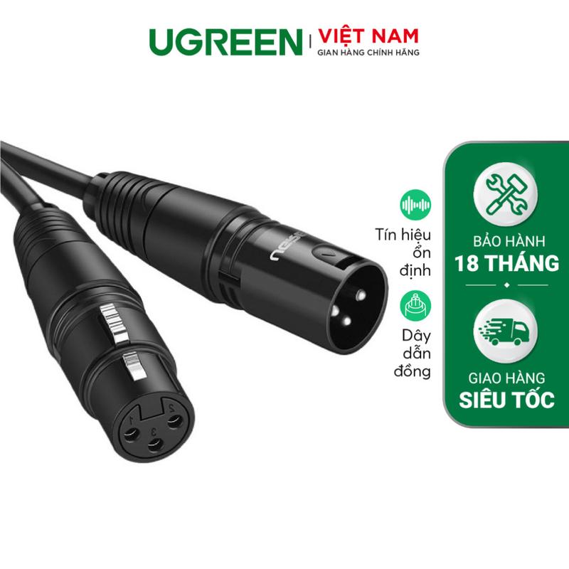 Dây Audio nối dài MIC XLR Cannon 6mm UGREEN - Đầu XLR đực sang XLR cái - 3 lớp bảo vệ | Bảo hành 18 tháng 1 Đổi 1 | AV130 | Phụ Kiện
