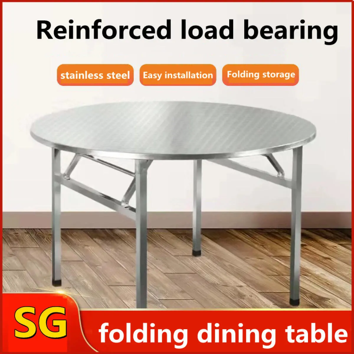 Stainless Steel Folding Table Dining round tabl square square tabl thickened dining table outdoor 80*60cm