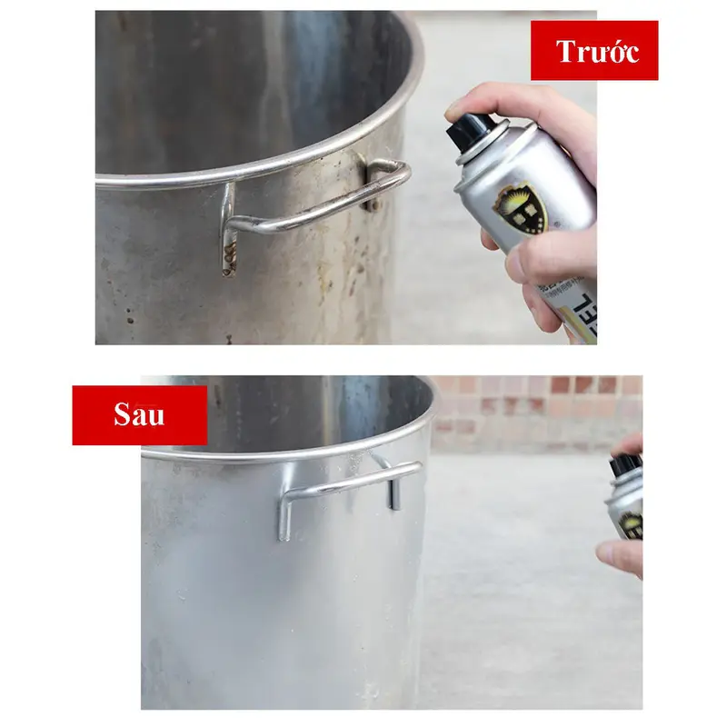 Monqiqi combo 100 chai xịt chống rỉ sét, ố vàng màu xám bạc Crom sáng bóng như mới 5