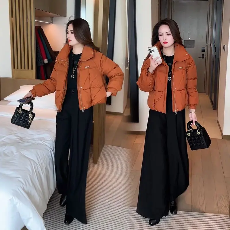 Áo Khoác Bông Lông Vũ, Thời Trang Nữ, Dáng Ngắn, Sành Điệu, Nhỏ Vừa Vặn, Áo Khoác Mùa Đông, Bó Sát, Hàng Mới Về, 2024