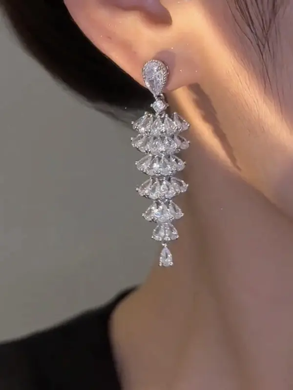 Women's Elegant Artificial Crystal Decor Dangle Earrings, Exquisite Trendy Drop Earrings, Fashionable Jewelry for Women for Daily & Party Decoration 8