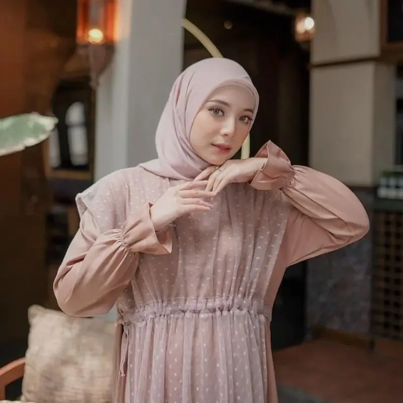 Size L-5L premium hyekyo dress gamis elegan simple gamis remaja brokat aesthetic gamis wanita jumbo bigsize 2